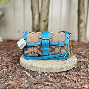 Vintage Coach Studded Blue Crossbody New